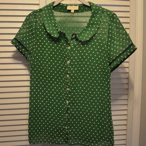 Funky Sheer Short Sleeve Top with Rounded Collar